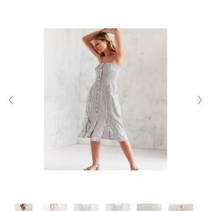 Striped linen midi dress